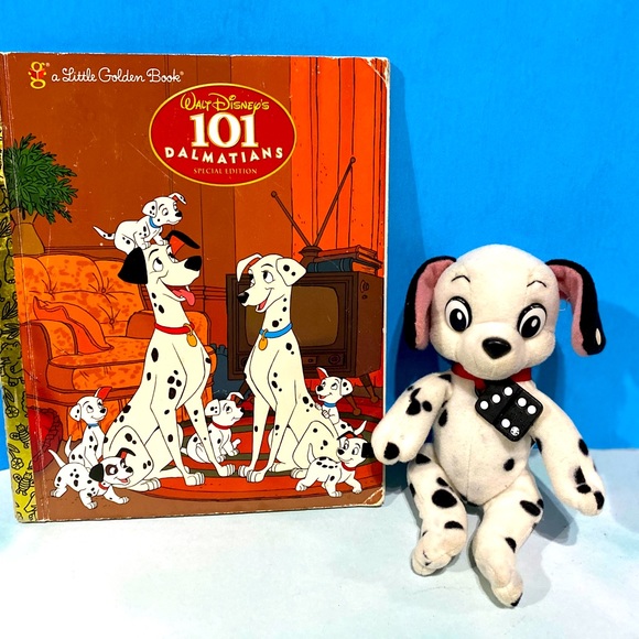 DISNEY’S 101 DALMATIANS VTG A LITTLE GOLDEN BOOK & DOMINO PUPPY MINI PLUSH 6.5” - Picture 3 of 13